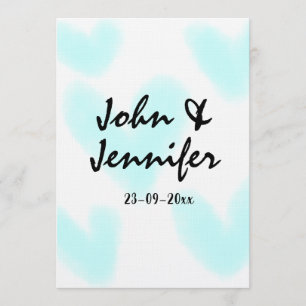 weiße einfache minimale Textstil-Hochzeit blaues H Einladung
