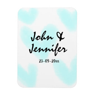 weiße einfache minimale Textstil-Hochzeit blaues H Magnet
