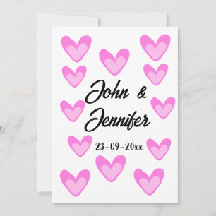 weiße einfache minimale Textstil-Hochzeit pinkhear Feiertagskarte