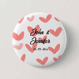 weiße einfache minimale Textstil-Hochzeit rotes He Button
