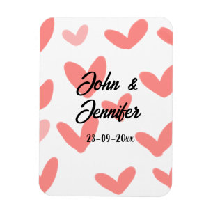 weiße einfache minimale Textstil-Hochzeit rotes He Magnet