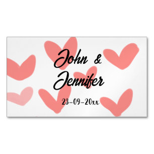 weiße einfache minimale Textstil-Hochzeit rotes He Magnetische Visitenkarte