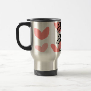 weiße einfache minimale Textstil-Hochzeit rotes He Reisebecher