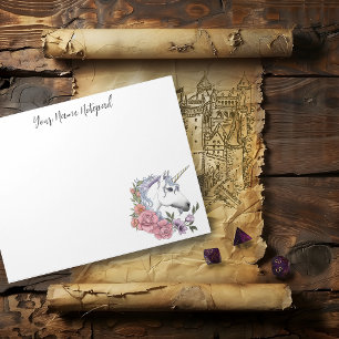 Weiße Einhorn-Blume Rosa Schwarz Notizblock