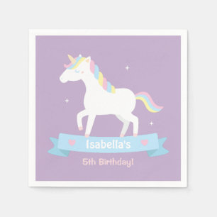 Weiße Einhorn Mädchen Geburtstag Lila Partybedarf Serviette