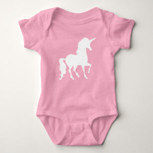 Weiße Einhorn-Silhouette Schöne Whimsical Baby-Kle Baby Strampler