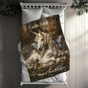 Weiße Einhornblume Schmetterling Wiese Blumenmuseu Fleecedecke