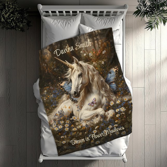 Weiße Einhornblume Schmetterling Wiese Blumenmuseu Fleecedecke (Von Creator hochgeladen)