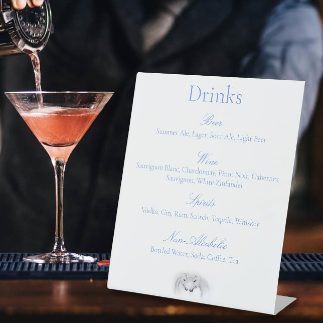 Weiße Einhörner Liebe Couple Drinks Menü Sockelschild (Von Creator hochgeladen)