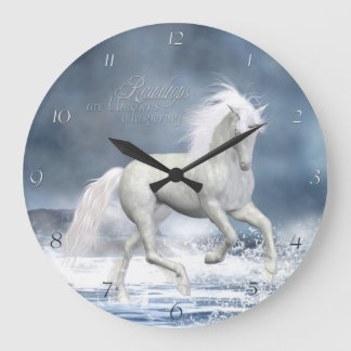 Weiße Einhornwand Große Wanduhr