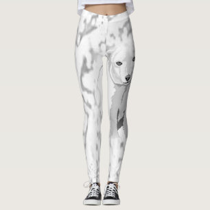Weiße Eisbär-Leggings Lang Leggings