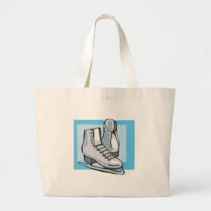 weiße Eislaufschuhe Grafik Jumbo Stoffbeutel