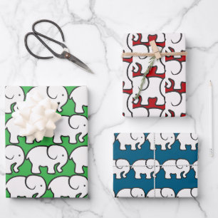 Weiße Elefant Design Geschenkpapier Set