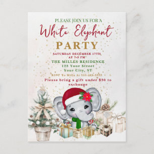 Weiße Elefant Geschenktauschparty Postkarte