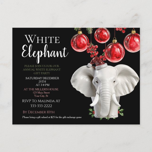 Weiße Elefant Kinder Weihnachtsfeier  Postkarte (Vorderseite)