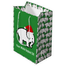 Weiße Elefant mit Weihnachtsmannhut-Design-Geschen