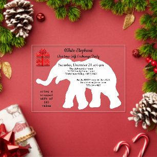 Weiße Elefant-Weihnachts-Diamantmuster-Rückseite Acryleinladungen