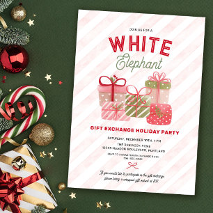 Weiße Elefant-Weihnachtsgeschenk-Tauschparty Einladung