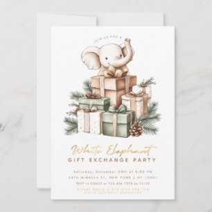 Weiße-Elefanten-Geschenkaustausch-Party-Einladung Einladung