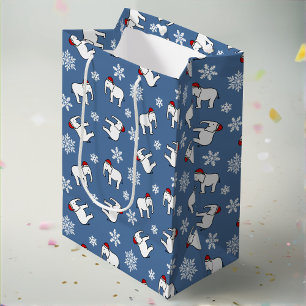 Weiße Elefanten-Party-Weihnachten (Blau) Geschenkt Mittlere Geschenktüte