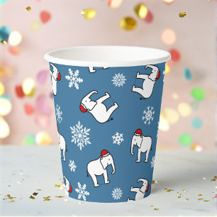 Weiße-Elefanten-Party-Weihnachten (Blau) Papiertas Pappbecher