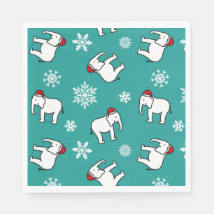 Weiße Elefanten-Party Weihnachten (Türkis) Papier Serviette