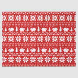 Weiße Elefanten Weihnachtsfeiertag Muster Rot Seidenpapier