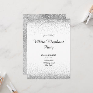 Weiße Elefantenparty in Silber Einladung