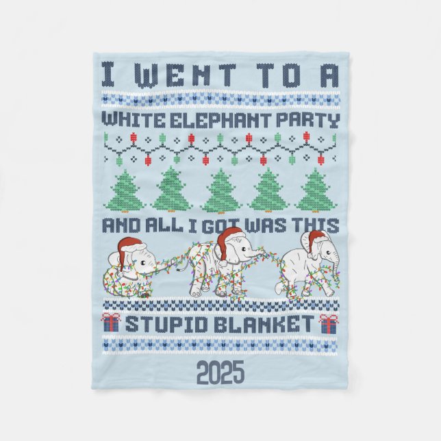 Weiße Elefantenparty Individuelles Geschenk Lustig Fleecedecke (Vorderseite)