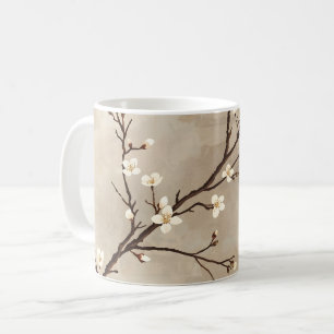 Weiße elegante Blüte Minimale Verzweigung Kaffeetasse
