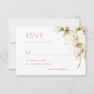 Weiße, elegante cremefarbene Elfenbeinhochzeit RSVP Karte