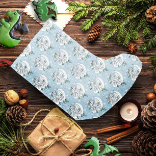 Weiße elegante Eisdrache blaue Rosen Fantasy Kleiner Weihnachtsstrumpf