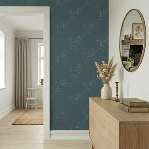 Weiße Elegante Florale Moderne Wolle Dunkles Teal Tapete