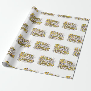 Weiße Elegante Frohe Weihnachten Rustikale Vintage Geschenkpapier