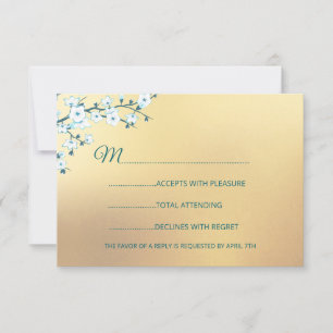 Weiße elegante Goldblume RSVP Karte