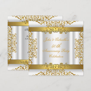 Weiße Elegante Goldene Goldene Hochzeit zum 50. Ho Einladung