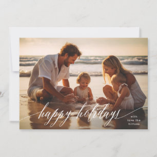Weiße elegante Happy Holidays Kalligraphie Feiertagskarte