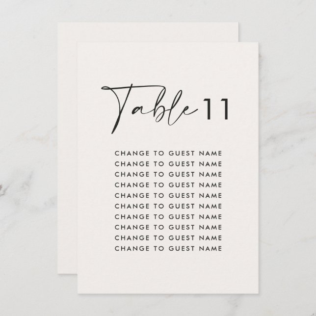 Weiße elegante Hochzeitstisch-Sitzkarte (Vorne/Hinten)