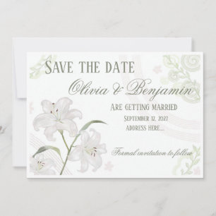 Weiße elegante Lilie - Save the Date Karte Editi