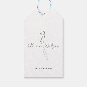 Weiße elegante minimalistische Botanik Geschenkanhänger