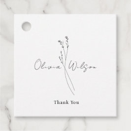 Weiße elegante minimalistische Botanik Geschenkanhänger