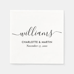 Weiße elegante moderne Schrift Hochzeit Serviette