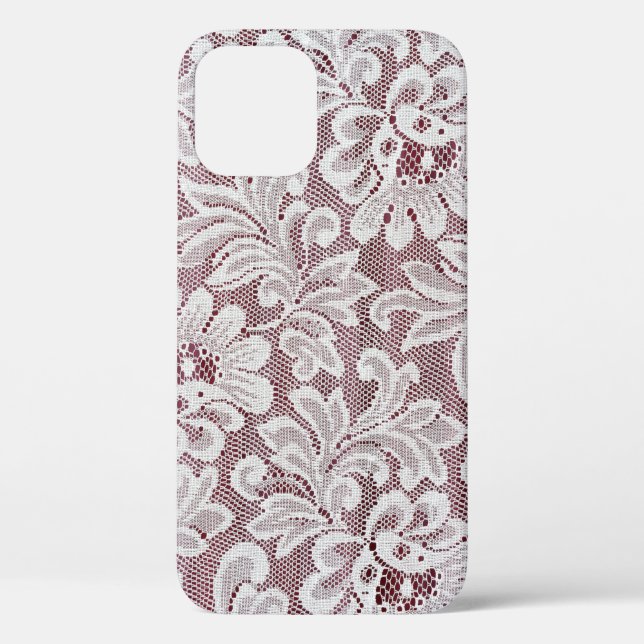 Weiße, elegante Spitzentextur mit nahtloser Bea Case-Mate iPhone Hülle (Rückseite)