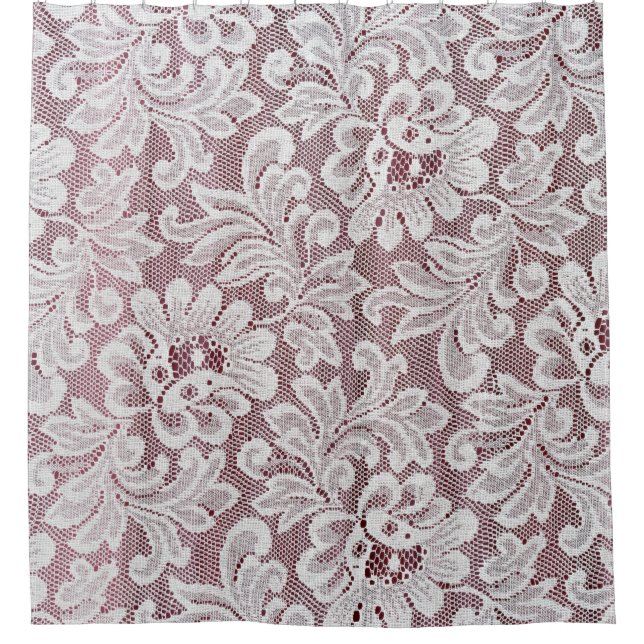 Weiße, elegante Spitzentextur mit nahtloser Bea Duschvorhang (Vorderseite)