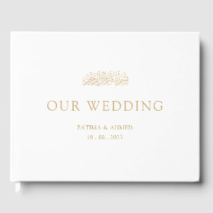 Weiße Elegante Unsere Hochzeit minimale islamische Gästebuch