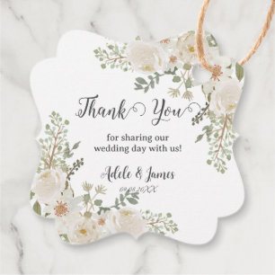 Weiße Elfenbein Blumen Hochzeit Brautparty Geburts Geschenkanhänger