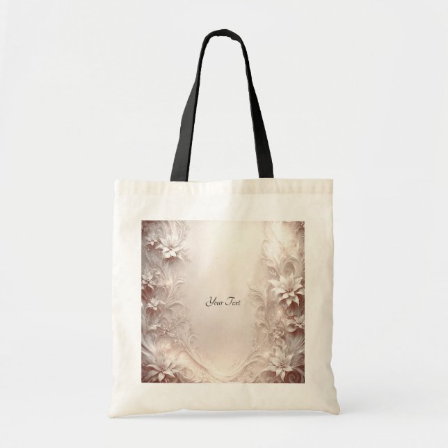 Weiße Elfenbeinfloral Tote Tasche (Vorne)