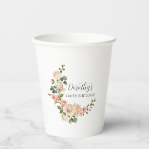 Weiße Elfenbeinküste Rose 100. Geburtstag Pappbecher