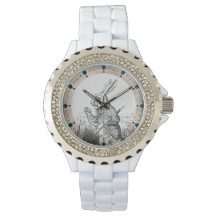 Weiße Email-Uhr Kaninchen-Alices (im Märchenland Armbanduhr