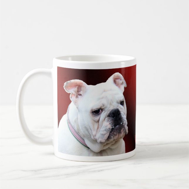 Weiße englische Bulldogge Tasse (Links)